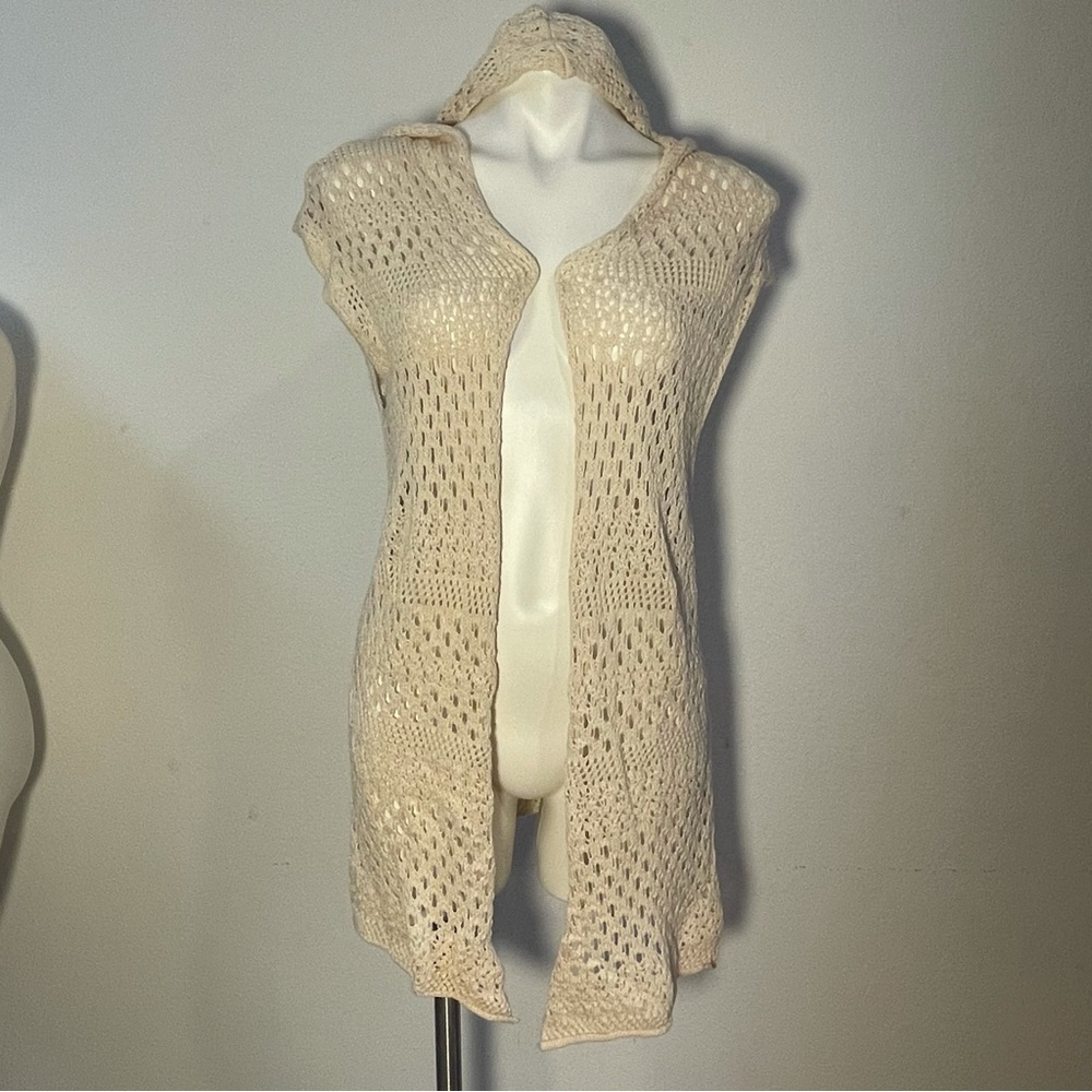 Crochet Eight Eight Eight boho Vest Duster Cardigan swim cover up M Medium NWT